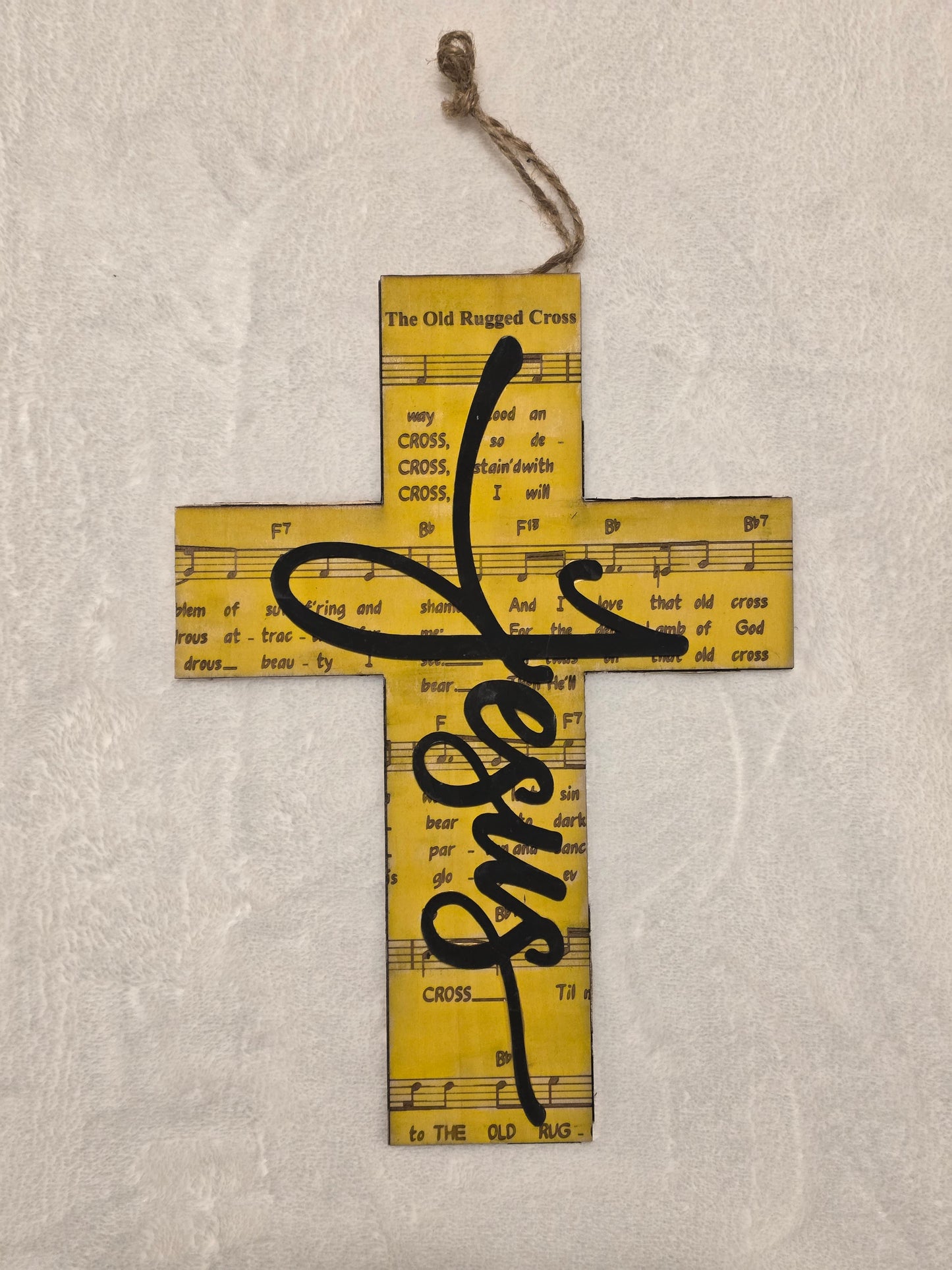 Cross with Music Sheet Engraved