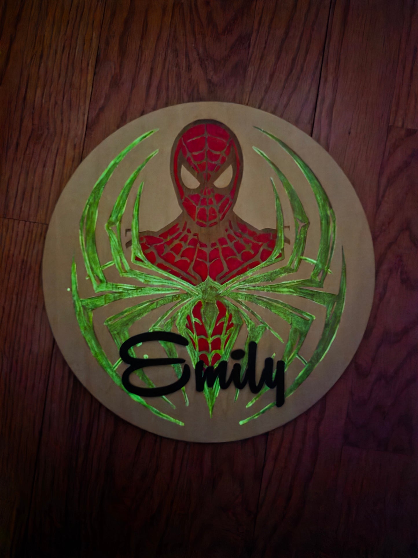Spiderman wall decor with name (glow the dark)