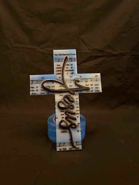 Cross with Music Sheet Engraved