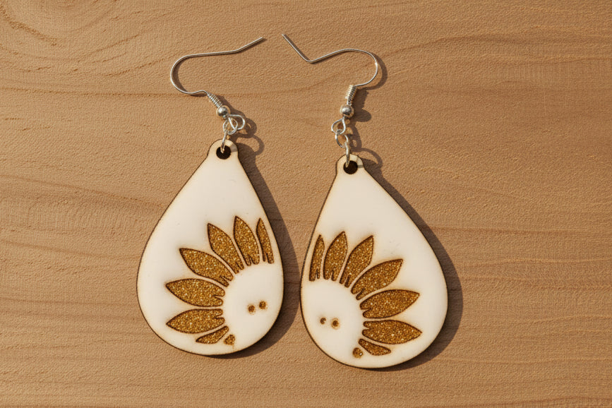 Sunflower Tear Drop Earrings