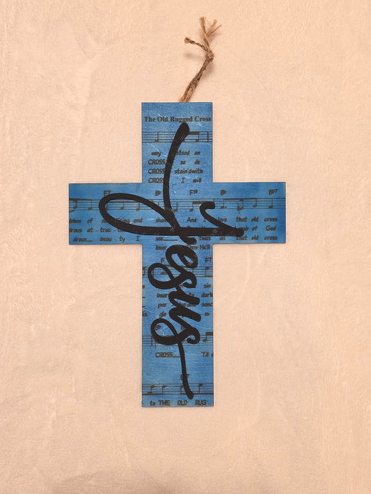 Cross with Music Sheet Engraved