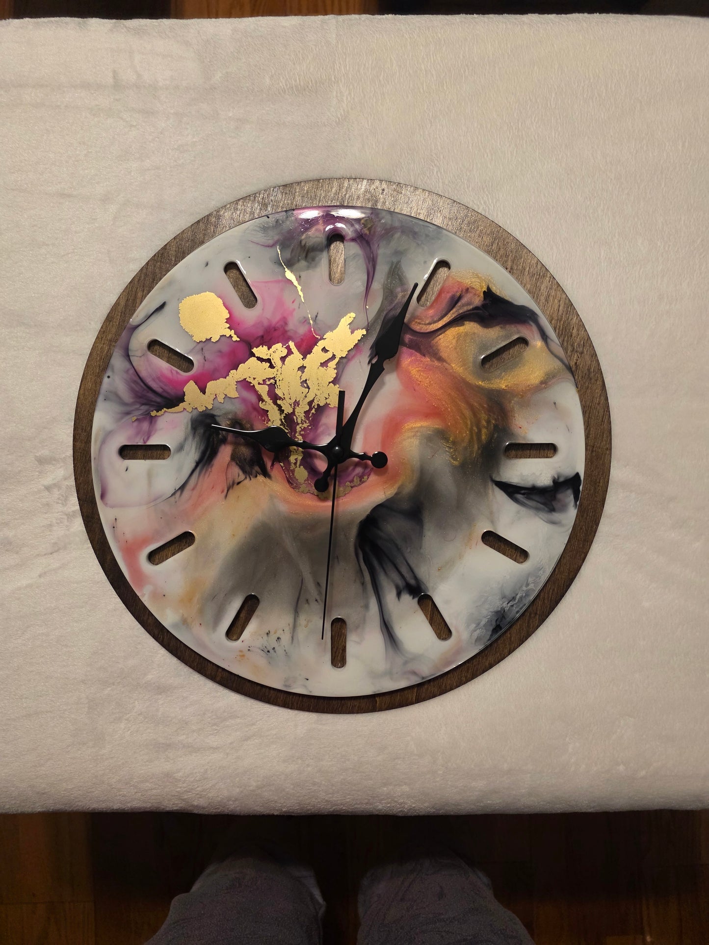 Resin and wood clock (multi color)