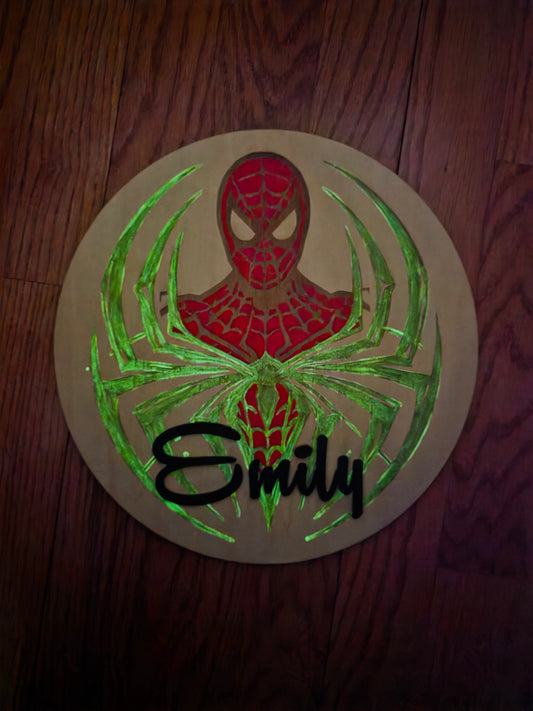 Spiderman wall decor with name (glow the dark)