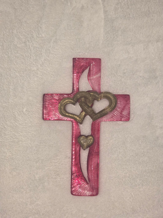 Red & Gold Resin Cross